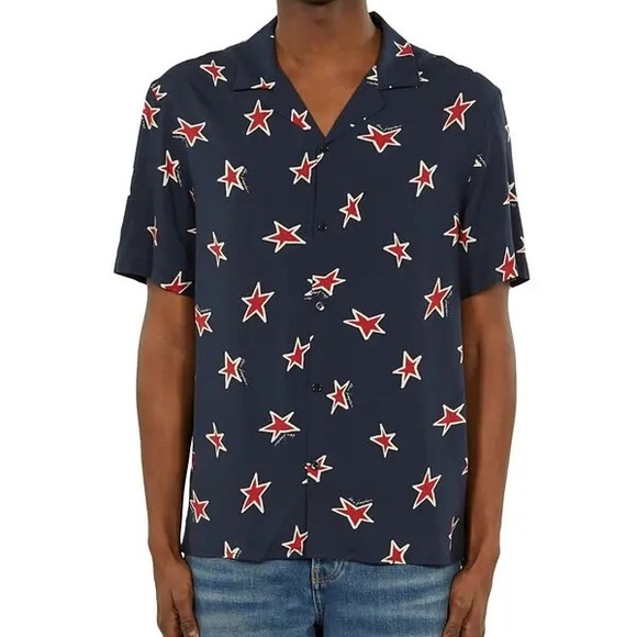 The Kooples Other - The Kooples Star Print Regular Fit Camp Shirt